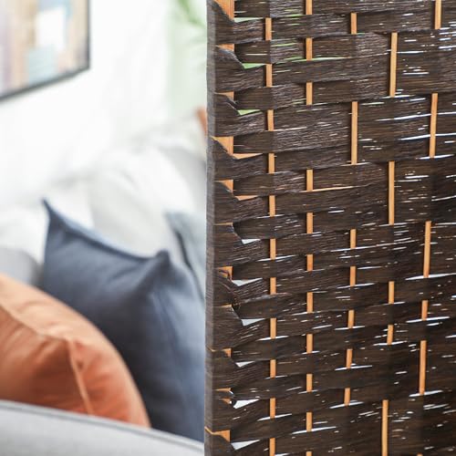HOMCOM 8 Panel Room Divider, Folding Privacy Screen, 5.6', Brown | Room Separator, Wave Fiber Freestanding Partition Wall Divider - color: Brown, size: 8 Panel