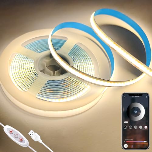 5V COB LED Strip Lights for TV，Dimmable Warm White 9.8FT | USB Powered LED Tape Lights 320Leds/M 3000K COB Flexible Light Strip TV Led Backlight for Bedroom Under Cabinet Kitchen - color: Warm White, size: 9.8ft