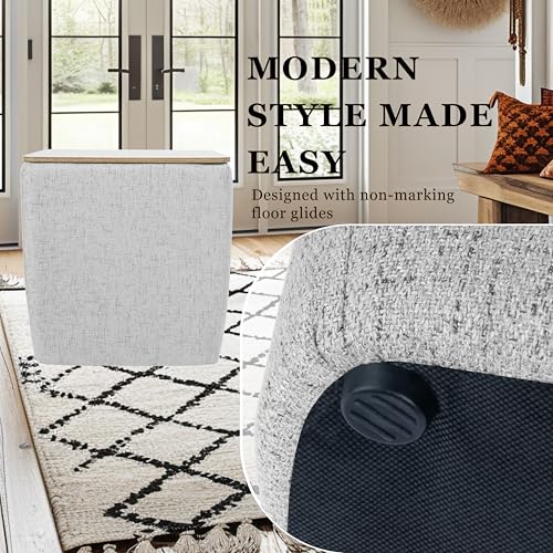 HomePop 19" Storage Ottoman with Wood Top - Gray Woven - color: Gray Woven