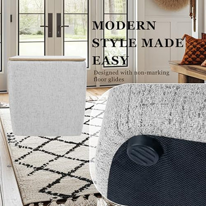 HomePop 19" Storage Ottoman with Wood Top - Gray Woven - color: Gray Woven