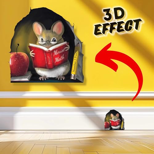 eacher’s Pet Mouse Wall Sticker – Adorable 3D Reading Mouse Décor for Classroom, Kids Room & Book Lover Gift by MICESTERPIECE - style: TeachersPet