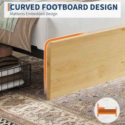 Garvee Full Rattan Bed 4 Drawers Bohemian Headboard for Bedroom | Bohemian full rattan bed with natural headboard, 4 drawers, LED lights,No box spring needed for bedroom use. - size: Full(4 Drawers)