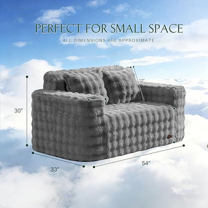 ZurNesfure Sofa Couch Loveseat Boneless Sofa with Pillow Grey,Loveseat | No Assembly Need, Modern Couch with deep seat and Washable Cover Cloud Sofa for Living Room Bedroom Apartment - color: Bubble Grey, size: Loveseat