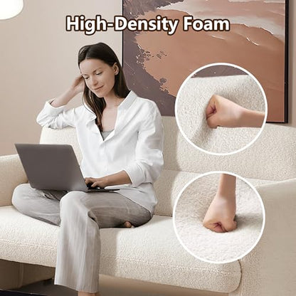 Loveseat Sofa, 59" W 2-Seater Lamb Fabric Couch, Solid and Easy to Install, Modern Upholstered Couch for Bedroom, Apartment, Living Room - color: Beige, size: 30.31"D x 59.06"W x 31.5"H