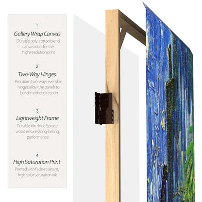Red Lantern 6 ft. Tall Double Sided Works of Van Gogh Canvas Room Divider - Cafe Terrace/View of Arles - color: Terrace/Arles