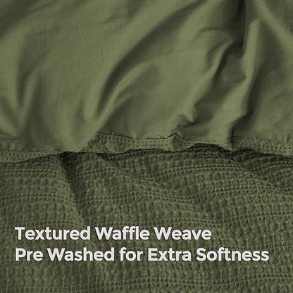Dreamology Full Duvet Cover, Waffle Duvet Cover Full, 100% Cotton Waffle | Duvet Covers with Zipper Closure, Soft Textured & Breathable Duvet Cover Set,Bedding Duvet Cover Set 3 Pieces (Green) - color: Green, size: Full