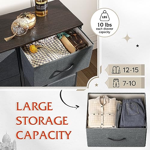 WLIVE Dresser for Bedroom with 6 Drawers, Dark Grey | Closet Dresser, Metal Frame, Wooden Top, Fabric Dresser for Closet, Living Room, Hallway - color: A-dark Grey