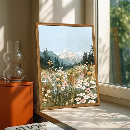 액자 보헤미안 풍경 벽 아트, 다채로운 꽃 산 그림 벽 장식, 빈티지 야생화 자연 그림 캔버스 프린트 소박한 홈 데코 거실 침실 사무실용 30.5 x 40.6cm(12 x 16인치) - color: 보헤미안 풍경, size: 16"L x 12"W