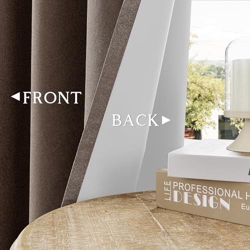 ChrisDowa Brown Blackout Curtains 45 Inches Long 2 Panels for Bedroom | Room Darkening,Light Blocking,Thermal Insulated,Faux Linen,Farmhouse,Grommet,Window Treatment,Drapes,Living Room,52x45 - color: Brown, size: 52"W x 45"L (Pack of 2)