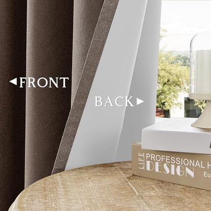ChrisDowa Brown Blackout Curtains 45 Inches Long 2 Panels for Bedroom | Room Darkening,Light Blocking,Thermal Insulated,Faux Linen,Farmhouse,Grommet,Window Treatment,Drapes,Living Room,52x45 - color: Brown, size: 52"W x 45"L (Pack of 2)