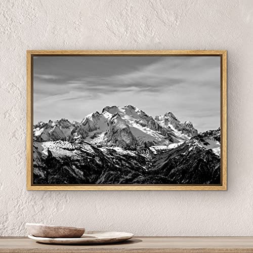 SIGNWIN Framed Canvas Wall Art Snow Mountains Peyto Lake in Canada Landscape Wilderness Photography Modern Art Scenic Dramatic Black and White for Living Room, Bedroom, Office - 16"x24" Natural - color: B10-2103-spl03, size: 24"L x 16"W