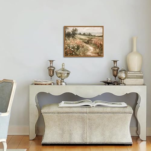 Vintage Framed Wall Art for Living Room – Vintage Wildflower Pictures Oil Paintings Canvas Prints – Country Flower Modern Farmhouse Wall Decor for Bathroom Bedroom Home Office – 8x10in - color: Seaside Garden, size: 10"L x 8"W