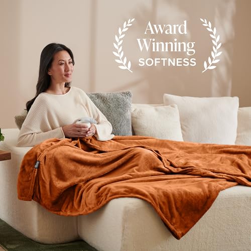 Bare Home Fleece Blanket Luxury Microplush (Full/Queen, Sienna) | Ultra-Soft Lightweight Blanket for Bed, Sofa, and Couch, Cozy & Warm Blanket - color: 22 - Sienna, size: Full/Queen