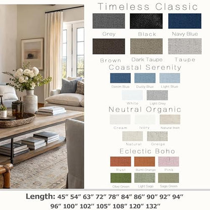 KOUFALL 52x45 Inches Long Taupe Back Tab Linen Blackout Curtains for Living Room - color: Taupe, size: 52"W x 45"L (Pack of 2)