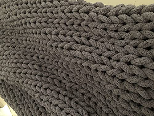 Chunky Yarn for Hand Knitting Blanket,Chenille Chunky Yarn Super Soft Jumbo Yarn for Crocheting,Arm Knitting Chunky Blanket Yarn, Dark Grey - color: Dark Grey