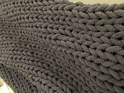 Chunky Yarn for Hand Knitting Blanket,Chenille Chunky Yarn Super Soft Jumbo Yarn for Crocheting,Arm Knitting Chunky Blanket Yarn, Dark Grey - color: Dark Grey