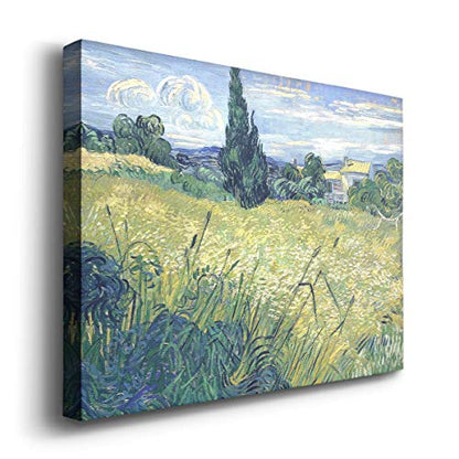 Renditions Gallery Green Wheat Field with Cypress by Vincent Van Gogh Printed, Famous Painting Reproduction, Premium Gallery Wrapped Canvas Print, Ready to Hang, 8 in H x 12 in W, Made in America - color: Green Wheat Field With Cypress, size: 12"L x 8"W