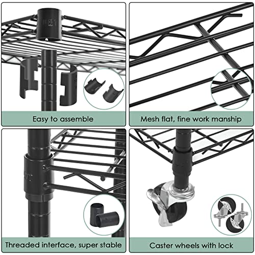 Shelving Storage Units on Wheels Casters, Adjustable Heavy Duty Metal Shelf Wire Storage Rack for Home Office Garage Kitchen Bathroom Organization,36" Wx14 Dx57 H - size: 4Tier 36"W x 14"D x 57"H