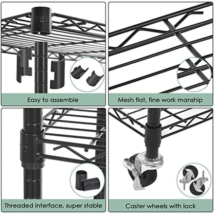 Shelving Storage Units on Wheels Casters, Adjustable Heavy Duty Metal Shelf Wire Storage Rack for Home Office Garage Kitchen Bathroom Organization,36" Wx14 Dx57 H - size: 4Tier 36"W x 14"D x 57"H