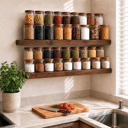 RICHER HOUSE 12 Inch Deep Floating Shelves, 36 Inch Long Wall Shelf, Brown | Rustic Wood Wall Mounted Shelves, Bookshelf Set of 2 with Invisible Bracket for Display Bathroom Bedroom Kitchen Living Room - color: Brown, size: 36in