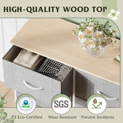 WLIVE Dresser for Bedroom with 6 Drawers, Light Grey | Closet Dresser, Metal Frame, Wooden Top, Fabric Dresser for Closet, Living Room, Hallway - color: Light Grey