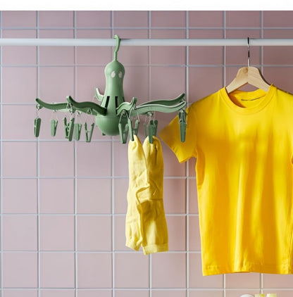 PRESSA 8-Claw Octopus Hanging Dryer 16 Clothes pegs, Easy to fold and Place -Turquoise (1, Green) - color: Green