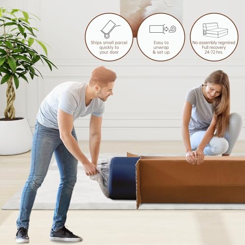 Nigoone Folding Sofa Bed Couch Memory Foam with Pillow Sleeper Chair Lazy Couch Twin Size Futon Convertible Guest Beds,Washable Cover,Dark Blue - color: Darkblue, size: Twin