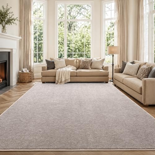 7x10 Large Oatmeal/White Area Rug Non-Slip Washable for Living Room Bedroom | Soft丨Stays Put丨Low Pile Thin丨Lays Flat丨Kid & Pet Friendly丨Dorm丨Dining Room丨Nursery丨Playroom丨Indoor丨Laundry丨Carpet丨Home Decor - color: Light Tan, size: 7' x 10' (Rectangular)