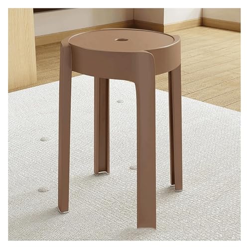 Lightweight Dining Chairs Round Stackable Stools ABS Dining Room Chairs Portable Diner Chair Backless Nesting Stack Stools 4 Pack(Coffee) - color: Coffee