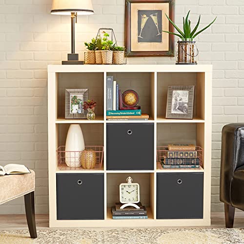 Fabric Cubes Storage Containers ,11 Inch Cloth Storage Cube Foldable Storage Bins Cubes Organizer Baskets with Dual Handles for Shelf Closet Set of 3,(Grey) - color: Grey, size: 3 pack