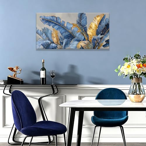 Dimpaga Canvas Wall Art Decor Boho Blue Canvas Art Wall Decor For Living Room Gold Nature Botanical Wall Art Decor Artwork Modern Wall Art Decor Artwork For Home Bedroom Office Wall Decor 20×40 Inch - color: D-01O, size: 40"L x 20"W