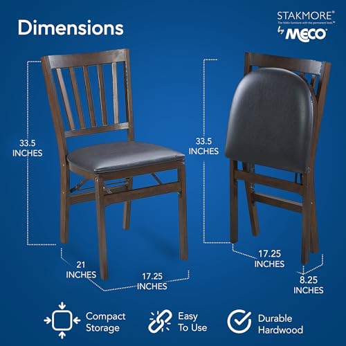 Stakmore Premium Solid Wood Dining Table Compact Folding Chair Set with Fabric Padded Upholstered Seat, Espresso/Black (Set of 2) - color: Espresso