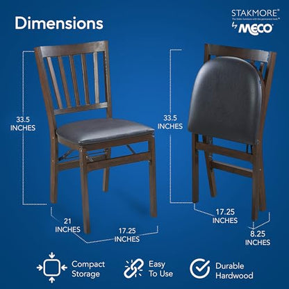 Stakmore Premium Solid Wood Dining Table Compact Folding Chair Set with Fabric Padded Upholstered Seat, Espresso/Black (Set of 2) - color: Espresso