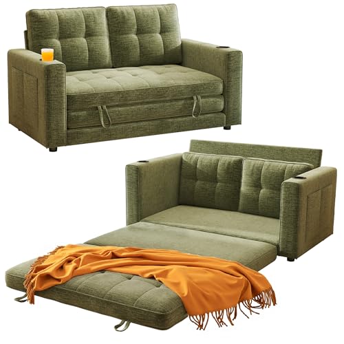 Convertible Sofa Bed, Folding Sofa Bed 2 in1 Pull Out Loveseat Sleeper Sofa, Floor Sofa Bed for Small Spaces Folding Couch Bed with Pillows for Living Room Bedroom - Green - color: Green