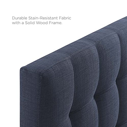 Modway Lily Tufted Linen Fabric Upholstered King Headboard in Navy - color: Navy, size: King