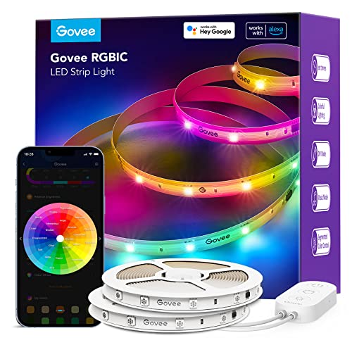 Govee 65.6ft RGBIC LED Strip Lights, Work with Alexa and Google Assistant | LED Lights for Bedroom, WiFi App Control Segmented DIY Multiple Colors, Color Changing Light for Home Decor - size: 65.6ft