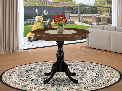 East West Furniture AMT-ABL-TP Antique Kitchen Dining Table - a Round Wooden Table Top with Pedestal Base, 36x36 Inch, Multi-Color - color: Amt-abl-tp