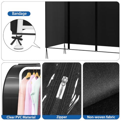 Zilink Clear Garment Rack Covers Garment Cover for Clothing Rack 50 in | Dustproof, Breathable, 2 Durable Zippers, Cover for Clothing Rack for Garment Rack (Rack Not Included) - size: 50"L x 20"W x 60"H - Clear/Black