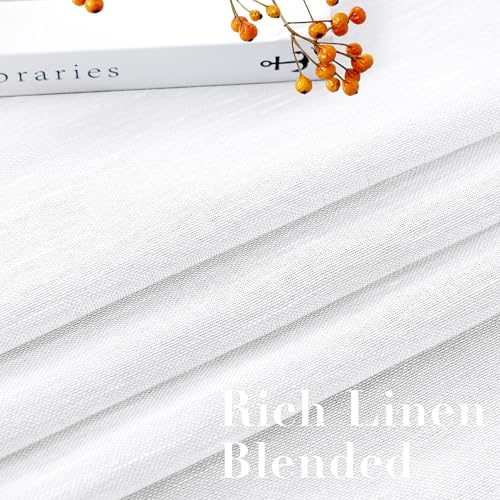 H.VERSAILTEX Linen Curtains Flax Linen Blended Curtain Panels for Living Room/Bedroom Semi Sheer Privacy Curtains 102 inch Length 2 Panels Set Nickel Grommet Window Drapes, Pure White - color: Pure White, size: 52"W x 102"L (Pack of 2)