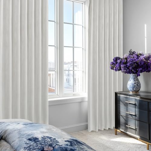 Deconovo Waterproof Total Blackout Curtains, Thermal Insulated Soundproof Window Curtain, Pinch Pleated, Room Darkening Panels for Bedroom Living Room Kitchen (Cream White, 50Wx63L Inch, Set of 2 - color: Linen 100% Blackout - Cream, size: 50"W x 63"L (Pa