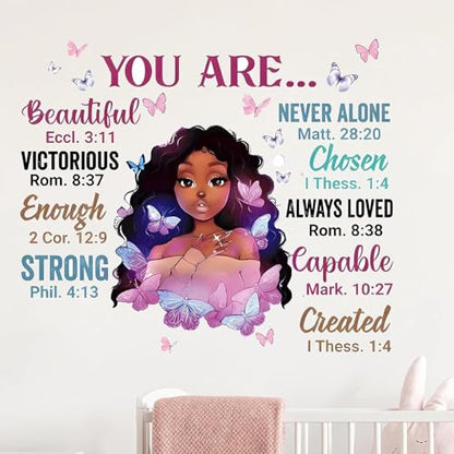 Black Girl Magic Wall Decals, Inspirational African American Nursery Stickers, Boho Melanin Art for Girl's Bedroom, Hair Salon, Dance Studio & Dorm Decor, Peel and Stick Removable Vinyl