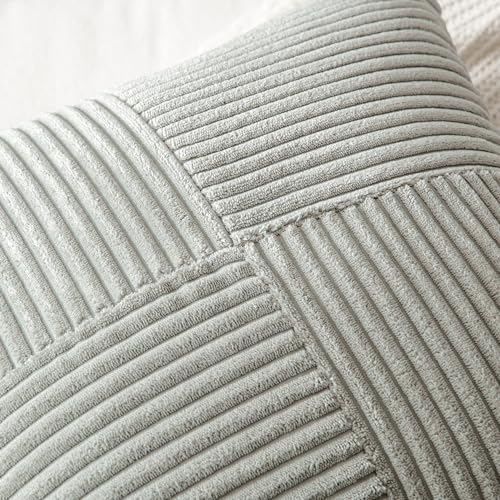 MIULEE Silver Grey Decorative Throw Pillow Covers 16x16 Inch for Couch Bed Sofa Pack of 2 Boho Farmhouse Throw Pillows Soft Cross Corduroy Patchwork Textured Cushion Cases - color: Silver Grey, size: 16" x 16" (Pack of 2)
