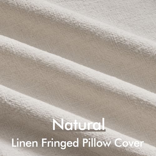 ANRODUO Decorative Linen Fringe Pillow Covers 14×36 Natural Beige 1 Pack | Long Throw Pillow Covers Soft Farmhouse Boho Cushion Covers with Tassels Lumbar Pillowcase for Bed Couch Sofa Living Room - color: Natural Beige, size: 36" x 14" (Pack of 1)