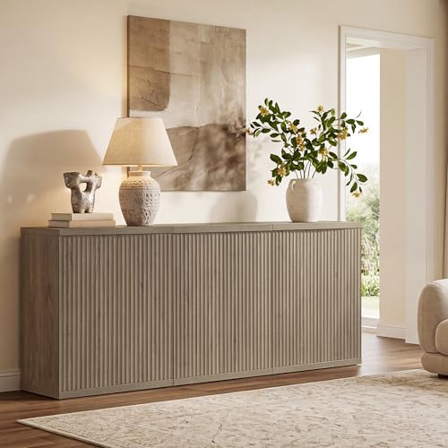 SICOTAS Buffet Cabinet with Storage Sideboard Cabinet with Doors & Shelves - color: Grey Alder, size: 4 Pieces