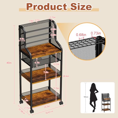 Large 7-Tier Rolling Utility Cart with Drawer, 40in Tall Metal Craft & Art Storage Organizer with Lockable Wheels, Storage for Art Studio, Drawing Room, Paints & Supplies - size: 4 Tiers