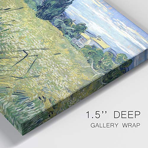 Renditions Gallery Green Wheat Field with Cypress by Vincent Van Gogh Printed, Famous Painting Reproduction, Premium Gallery Wrapped Canvas Print, Ready to Hang, 8 in H x 12 in W, Made in America - color: Green Wheat Field With Cypress, size: 12"L x 8"W