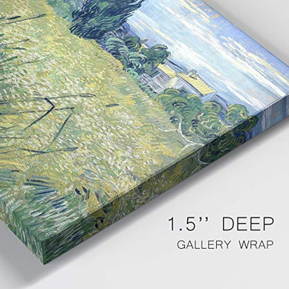 Renditions Gallery Green Wheat Field with Cypress by Vincent Van Gogh Printed, Famous Painting Reproduction, Premium Gallery Wrapped Canvas Print, Ready to Hang, 8 in H x 12 in W, Made in America - color: Green Wheat Field With Cypress, size: 12"L x 8"W