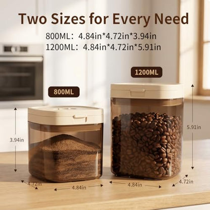 Airtight Food Storage Container with Magnetic Scoop & Built-in Leveler, 1200ML Coffee Storage Container with Date Tracker, BPA Free UV Blocking Food Container for Coffee Beans, Ground Coffee, Tea - color: 1200ml