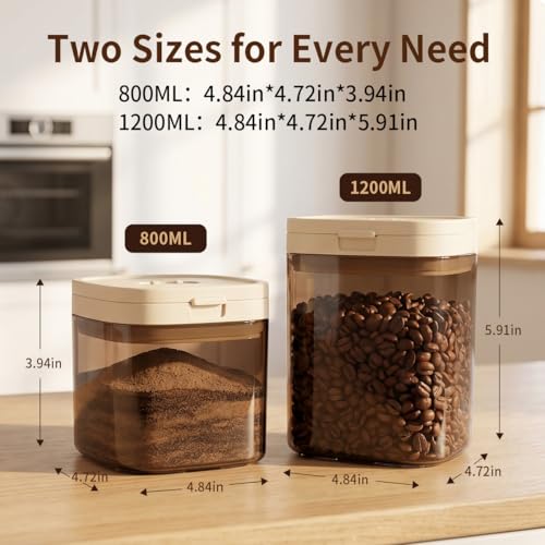 Airtight Food Storage Container with Magnetic Scoop & Built-in Leveler, 800ML Coffee Canister with Date Tracker, BPA Free UV Blocking Food Container for Coffee Beans, Ground Coffee, Tea, Sugar & Flour - color: 800ml