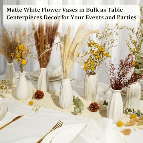 Ceramic Bud Vases, Set of 24 White Vases for Centerpieces Small VAses for Flowers Mini Ceramic Vase for Pampas Grass Vase Bulk for Wedding Table Centerpieces Decoration Boho Home Decor DIY Gift
